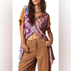 Free People Pick Your Scarf Linen Blend Tunic Top